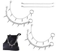 Punk Shoe Jewelry 6 Pieces - Metal Chains and Pendants - Lace-up Decoration Accessories with Lobster Clasp - Vintage Style to Personalize Your Shoes