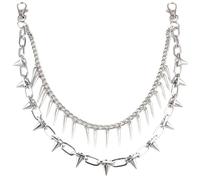 Punk Side Chain Trendsetting Heart Wing Rivets Pant Jewelry Layered Body Trousers Street Clothing Accessories Fashion, One Size, as described, as described