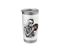 Punk Skeleton Holding A Broken Vinyl Record Vintage Stainless Steel Insulated Tumbler