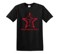 Punk Skull Biker Glam Rock Band Irish Punk Stiff Rock Sham Sisters of Mercy T-Shirt Top (Black T-Shirt Red Print, S)