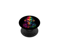 Punk Skull DJ Mohawk Headphones Colorful Music Art PopSockets Adhesive PopGrip
