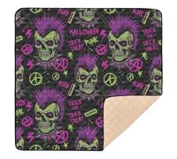 Punk Skull Halloween Seamless Pattern Cute Foldable Baby Playmat for Indoor Outdoor Comfortable Baby Play Tummy Time Mat for Newborns Babies Infants Toddlers, 50'' x 50''