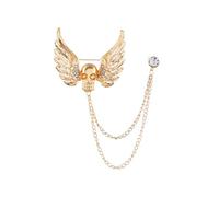 Punk Skull Wings Long Tassels Brooch Pin for Women Men Cubic Zircon Angel Wing Brooch for Halloween Jewelry Gift Wings Demon Crystal Lapel Pin Cosplay jewelry, Zinc, no gemstone