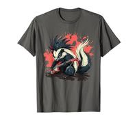 Punk Skunk with Bass Guitar Cartoon Style T-Shirt
