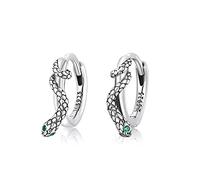 Punk Snake Sleeper Small Hoop Earrings 925 Sterling Silver Animal Green Crystal CZ Eye Cartilage Tragus Earring Round Huggie Hoops 10mm Statement Earring Studs Fashion Jewelry Gifts for Women Girls