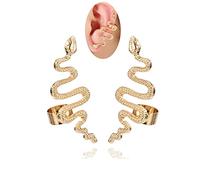 Punk Snake Stud Earrings for Women Gothic Curved Snake Serpent Climber Ear Cuff Earrings Animal Jewelry, Metal Silver, No Gemstone