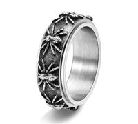 Punk Spider Spinner Fidget Ring For Women Men Stainless Steel Gothic Vintage Oxidized Animal Biker Rotatable Ring Finger Band Anxiety Stress Relieving Cool Hip Hop Halloween Personalized Jewelry Gifts