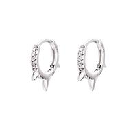 Punk Spikes Sterling Silver Stud Small CZ Hoop Earrings for Women Teen Girls Men Charms Huggie Hoops Cuff Cartilage Stud Tragus Helix Crystal Wrap Earrings Hypoallergenic Rock Fashion Jewellery