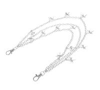 Punk Star Pants Chain, Layered Metal Waist Belt with Clasp Mechanism | Silver Finish, Glittering Star Accents, Statement Accessory for Cargo Trousers, Formal Attire, Stage Performances and Street