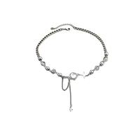 Punk Star Pendant Baroque Pearl Necklace for Women Asymmetric Black White Beads Necklace Choker Jewelry Gift, Stainless Steel