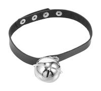 Punk Style Adjustable Dog Collar with Bell PU Leather Black | Adjustable Buckle, 32-40cm Range, Photo-ready Accessory, Walks Birthdays Christmas