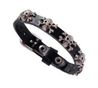 Punk Style Bracelet Skulls Halloween Season Black Cowhide Adjustable | Fashion Wrist Chain, Casual Daily Wear Accessory, Alloy Details, Men and Women