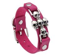 Punk Style Cross Skull Gothic Charm Design for Men and Women Pu Leather Jewelry Edges Stackable Skull Charm Wristband for Fashion Enthusiasts, フリーサイズ