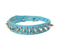 Punk Style Dog Cat Collar with Rivet Bullet Nails - Adjustable Round Head Studded Leather Pet Collar in Multiple Colors(Blue,M)