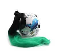 Punk Style Helmet Ponytail Pigtails Braids Hair with Bowknot Suction Cup for Motorcycle Motocross Motorbike Off Cross Bike Bicycle Cycling Bikers Riders Scooter Costume Cosplay (Black Green)