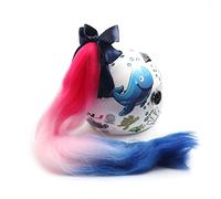Punk Style Helmet Ponytail Pigtails Braids Hair with Bowknot Suction Cup for Motorcycle Motocross Motorbike Off Cross Bike Bicycle Cycling Bikers Riders Scooter Costume Cosplay (Pink Blue)