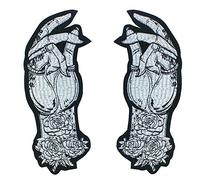 Punk Style Patches Beauty Girl Flower Applique Iron On Stickers Large Finger Embroidery Patches for Biker Clothing Large Patches (NO.4)
