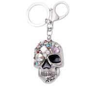 Punk Style Skull Styling Rhinestones Keychain 3D Skull Keyring Car Keychains for Men Women Charm Purse Handbag Gift