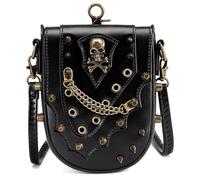 Punk Styles Black Crossbody Bag For Girls Small Leather Shoulder Handbag Phone Bag Waist Purse For Travel And Shopping Casual Shopping