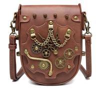 Punk Styles Ladies Crossbody Purse Vintage Leather Shoulder Bag with Adjustable Strap for Shopping and Casual Travel