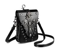 Punk Styles Ladies Shoulder Bag Black Retro Crossbody Purse Phone Handbag Ideal For Fashion Women Seeking Unique Design Women's Black Crossbody Bag