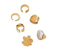Punk Styles Multi Rings Collection 6 Pack Adjustable Open Design Jewelry Set For Modern Fashion Lovers Sturdy Alloy Multi Finger Punk Collection
