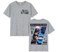 Punk T-Shirts for Men and Women Solo Leveling Printed Style T-Shirts Loose Cotton Cosplay Comic Short-Sleeved tee (Grey,XS)