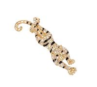 Punk Tiger Brooch for Women Rhinestone Roaring Tiger Gold Plated Animal Lapel Pin Domineering Cool Coat Collar Brooches for Men Suit Personalized Accessories Boutonniere Pins Party Clothing Jewelry