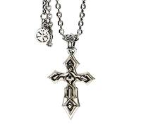 Punk Titanium Stainless Steel Cross Pendant Necklace for Men Boys 70cm Chain Silver Tone