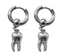 Punk Tooth Earrings For Women Men Gothic Korean Fashion Grunge Charm Rivet Chain Hoop Earrings Jewelry Accessories Drop For Women