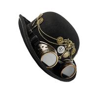 Punk Top Hat With Detachable Goggles And Metal Gear Decors Dome Hat For Costume Parties Halloween Cosplay Event Victorian Costume Accessories