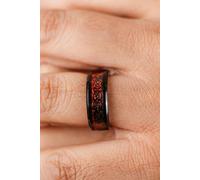 Punk Tungsten Steel Black Carbon Fiber Mens Wide Band Ring The Colourful Aura Red 9