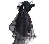 Punk Veil Hat With Hair Clip Lace Bowknot Barrette Side Clip For Female Halloween Party Costume Styling Accessories Elegant Accessory