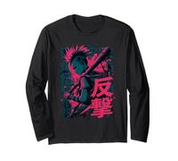 Punk Warrior with Baseball Bat and Kanji Long Sleeve T-Shirt