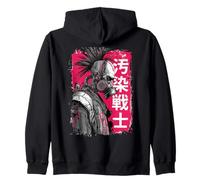 Punk Warrior with Gas Mask and Character Zip Hoodie