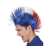 Boland 62024 - Wig France, Mohawk Blue/White/Red, Synthetic Hair Hairstyle, France, Accessory, Carnival, Theme Party, Football, Sports, Fan, World Cup European Championship Collection