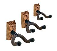 PUNK Zebra Hardwood Guitar Wall Mount Hangers, 3Pack, Brown, U-Shaped Hooks, Adjustable Yoke, Holds Up to 30 LBs, Easy Install, For Acoustic, Electric, Bass, Banjo, Mandolin, Ukulele