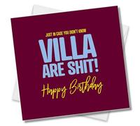 Punkcards - Aston Villa Birthday Card - Funny Football Birthday Card - Football Greeting Card - From Birmingham City or West From Fans