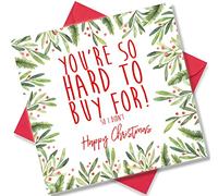 Punkcards - Christmas Card for friends - 'You're So Hard To Buy For!' - Xmas for Friends - Best Friend Christmas Cards - Special Friend Xmas Cards - For Her Friendship