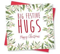 Punkcards - Christmas Card Hug, Neighbour Christmas Card, Best Friend Christmas Card, Friend Xmas Card, Big Festive Hugs, Made in UK