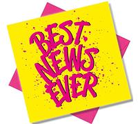 Punkcards - Congratulations Card - ‘Best News Ever’ - Well Done Cards - Congratulations Greeting - You Did It - Good News - Celebrate Success Greetings Cards - Comes with Emoji Stickers