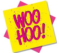 Punkcards Congratulations Card - ‘Woo Hoo!’ - Well Done Card - Graduation Cards - Congratulations Greeting - You Did It - Good News - Celebrate Success