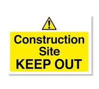 Punkcards - Construction Site Keep Out, Safety Warning Sign, A2 594 x 420mm 3mm Foamex, building site