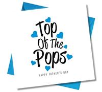 Punkcards - Father's day card - ‘Top of the Pops’ - Father's Day Cards from Daughter - Happy Dads Day for Dad - Blue Hearts