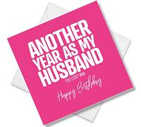 Punkcards - Funny Birthday Cards for Husband - 'Another Year As My Husband You Lucky Man Happy Birthday' - Funny Birthday Cards for Men - Husband Birthday Cards - For Husband from Wife