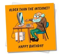 Punkcards - Funny Birthday Cards For Men, ’Older Than The internet! Happy Birthday’, For Dad or Uncle Birthday