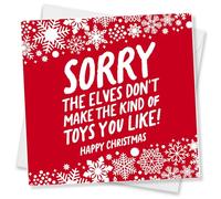 Punkcards - Funny Christmas Card - “Sorry, The Elves Don’t Make The Kind Of Toys You Like!” - Humorous Adult Xmas Card for Friends or Partner - Made in the UK