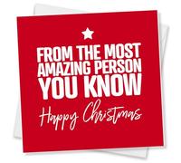 Punkcards - Funny Christmas Cards For Friend - 'From the Most Amazing person you know' - Happy Christmas - Xmas Cards - Humorous Xmas Card For Women - Funny Design