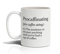 Punkcards - Funny Coffee Mug - ‘Procaffinating (pro-caffin-ating.)’ - Novelty Humorous Mug - Unique Cup - Quirky Mug - Amusing Novelty Gift - Mug for Coffee Lover