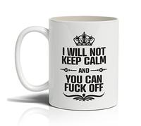 Punkcards Funny Coffee Mugs - Ceramic 11oz Coffee Mug - ‘I Will Not Keep Calm’ - Novelty Humorous Mug - Unique Tea Cup - Quirky Coffee Mug - Birthday Gift - Secret Santa Gift
